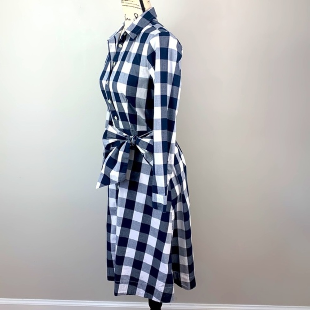 J.Crew Factory Tie-Waist Poplin Shirtdress In Gingham NWOT - Picture 6 of 9